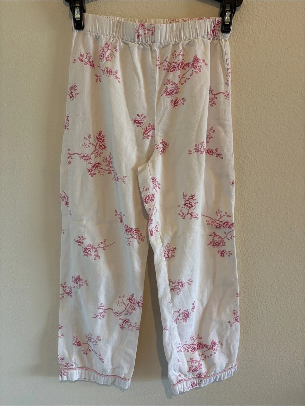Petite plume Girl's English Rose 2-Piece Pajama Set in Pink & white Floral print